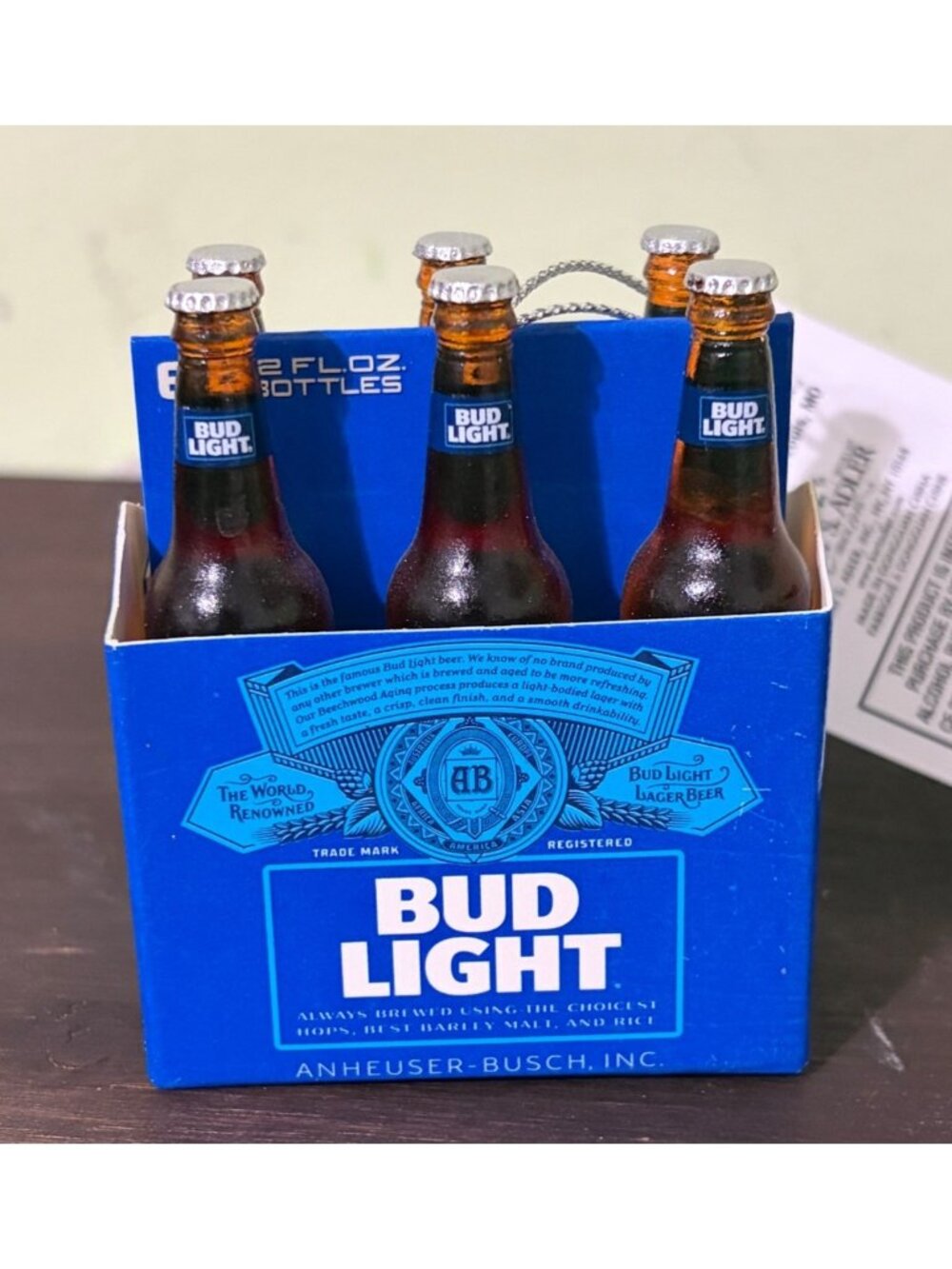 Bud Light Holiday Ornament Miniature Beer Bottle Set In Blue Box U16a